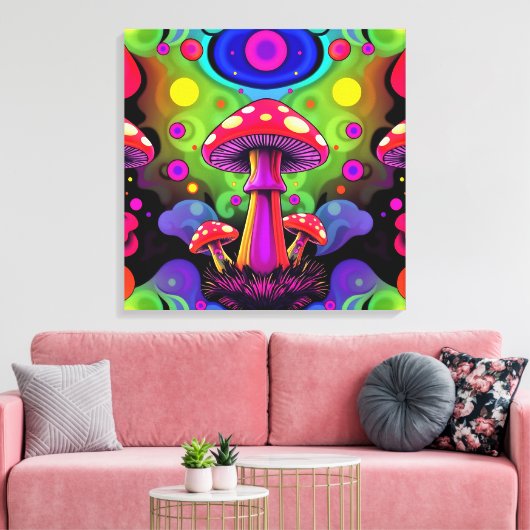 Toile Champignons Rétro Colorés Vibrants Psychedéliques (Insitu(Salon))