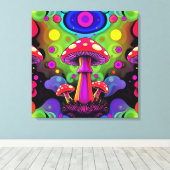 Toile Champignons Rétro Colorés Vibrants Psychedéliques (Insitu (Plancher de Bois))