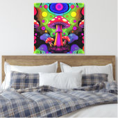 Toile Champignons Rétro Colorés Vibrants Psychedéliques (Insitu(Chambre))
