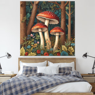 Toile Champignons vintages rétro