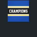 Toile CHAMPIONS Bright Athletic Black Stripes<br><div class="desc">Ce design sportif et coloré présente du texte athlétique CHAMPIONS à l'intérieur d'une large bande horizontale de course centrale noire avec des rayures jaunes et blanches d'or adjacentes contre des rayures extérieures. Les couleurs et le texte de ce design peuvent être personnalisés.</div>