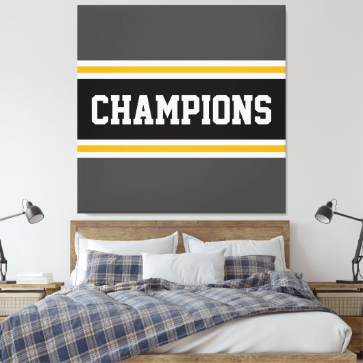 Toile CHAMPIONS Gray Jaune Blancs Blancs (Insitu(Chambre))