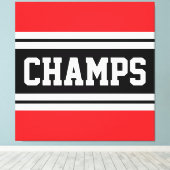 Toile CHAMPS Bright Red Black White Racing Stripes (Insitu (Plancher de Bois))