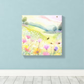 Toile Champs de fleurs des abeilles de printemps | Natur (Insitu (Plancher de Bois))