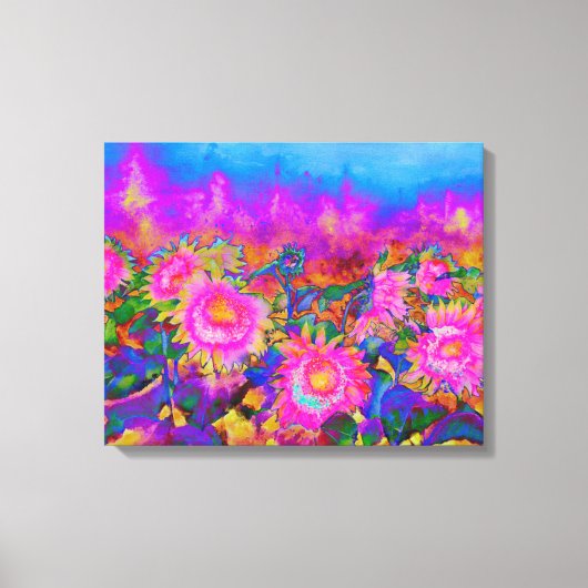 Toile Champs de tournesol - rose (Recto)