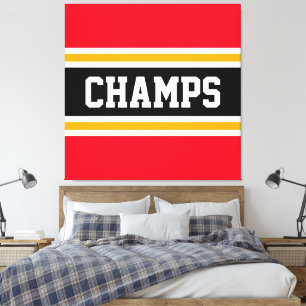 Toile CHAMPS Gras Rouge Noir Blanc Orange Rayures