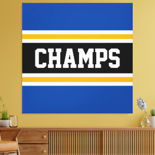 Toile CHAMPS Sporty Blue Black White Yellow Stripes