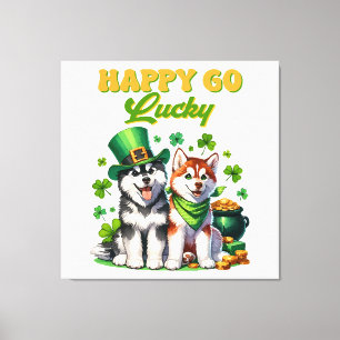 Toile Chanceux Toutou Husky Mignon St. Patrick