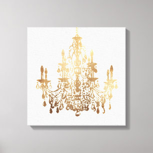 Toile Chandelier en faux or blanc de PixDezines sur fond