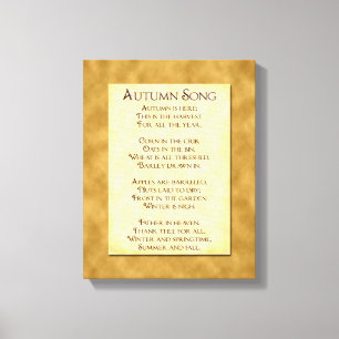 Toile Chanson d'automne Thanksgiving Poem Enveloppé Toil