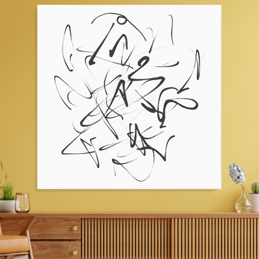 Toile Chaos à l'encre – Abstraction de ligne expressive (Insitu(Salon))