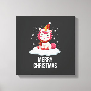 Toile Chapeau de Noël licorne mignonne T-Shi de Noël lic