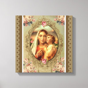 Toile Chapelet de roses de Jésus d'enfant de Vierge