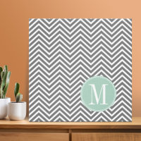 Charbon et menthe vert Chevrons sur mesure Monogra