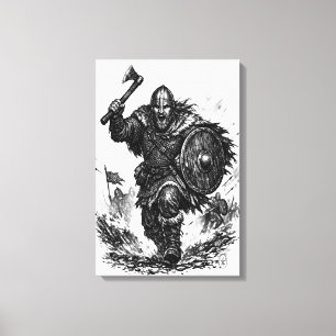 Toile Charge de guerrier Viking - Bataille d'encre