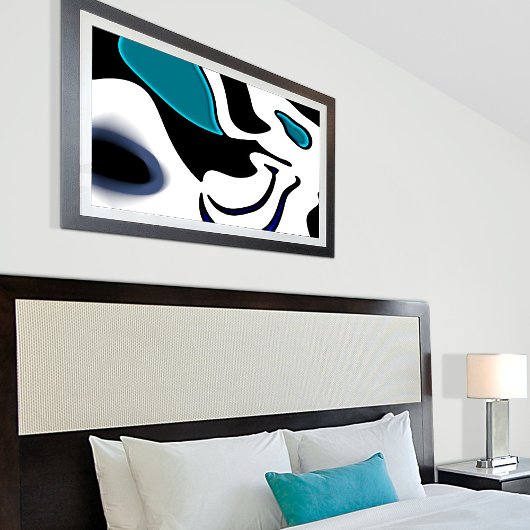 Toile Charge de profondeur : noir, blanc et bleu Abstrai