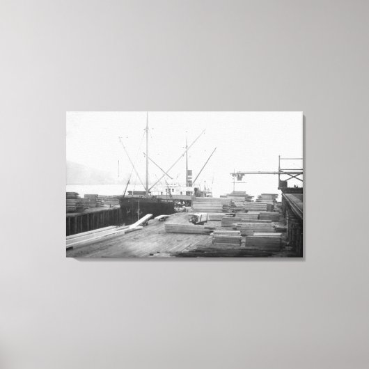 Toile Chargement du bois dans le navire Hubbard général (Recto)