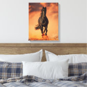 Toile Charging Black Horse Fiery Sunset Art (Insitu(Chambre))