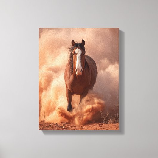 Toile Charging Horse Dust Storm Sunset Art (Recto)
