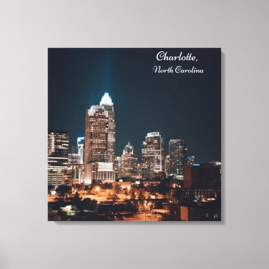 Toile Charlotte North Carolina City Skyline Nuit (Recto)