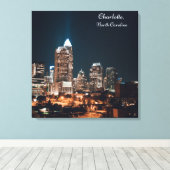 Toile Charlotte North Carolina City Skyline Nuit (Insitu (Plancher de Bois))