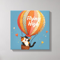 Charmant Chat Montgolfière Art Fantaisiste