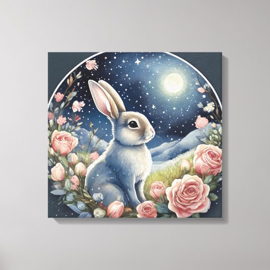 Toile Charmant lapin dans une prairie de printemps sous  (Recto)