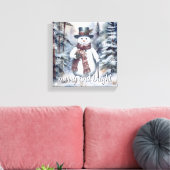 Toile Charmant Snowman Aquarelle Forêt d'hiver (Insitu(Salon))