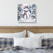 Toile Charmant Snowman Aquarelle Forêt d'hiver (Insitu(Chambre))