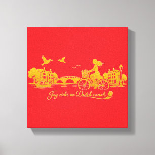Toile Charme des ponts arqués d'Amsterdam en or