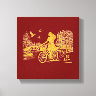 Toile Charme des ponts arqués d'Amsterdam en or