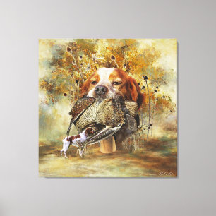 Toile Chasse à la bécasse avec Bretagne Spaniel