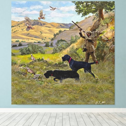 Toile Chasse à la perdrix de Chukar (Insitu (Plancher de Bois))