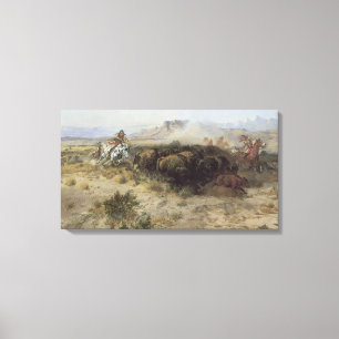 Toile Chasse au bison no 26 par CM Russell, Indiens Vint