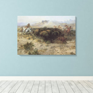 Toile Chasse aux buffles n° 26 par CM Russell, Indiens v