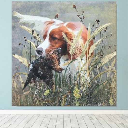 Toile Chasse avec Epagneul Breton (Insitu (Plancher de Bois))