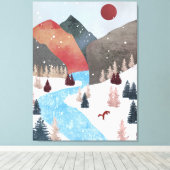 Toile Chasse de renard en hiver (Insitu (Plancher de Bois))
