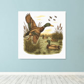 Toile Chasse-Rétro-Vol-Caner-Colvert (Insitu (Plancher de Bois))