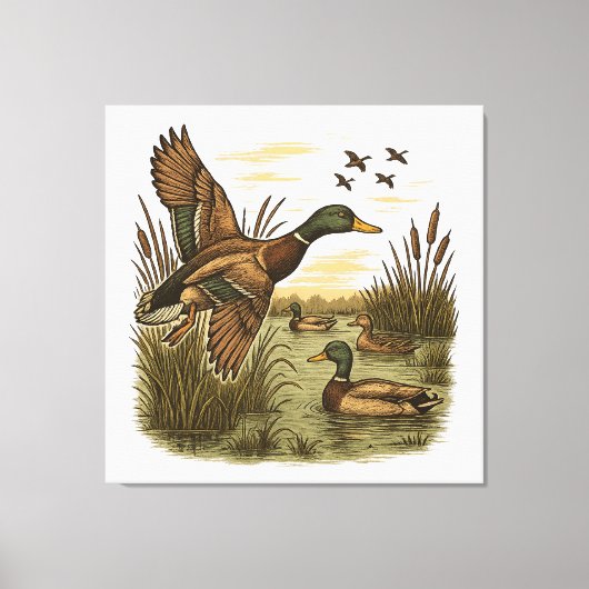 Toile Chasse-Rétro-Volant-Caner-Colvert (Recto)