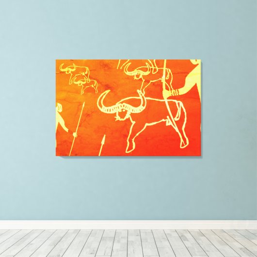 Toile chasse taureau peinture rupestre (Insitu (Plancher de Bois))