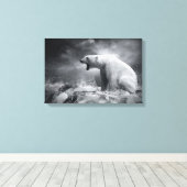 Toile Chasseur d'ours blanc sur la glace dans l'eau (Insitu (Plancher de Bois))