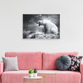 Toile Chasseur d'ours blanc sur la glace dans l'eau (Insitu(Salon))