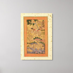 Toile Chasseurs capturant des éléphants, du grand Cliv