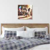 Toile Chat à la luffée mignonne à la recherche d'une plu (Insitu(Chambre))