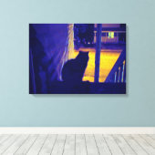 Toile Chat à la nuit dans le vieux quartier (Insitu (Plancher de Bois))