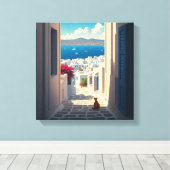 Toile Chat à Mykonos Grèce Cyclades Voyage (Insitu (Plancher de Bois))