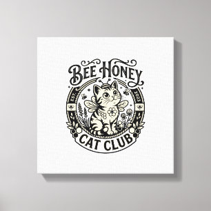 Toile Chat abeille miel Chat drôle Graphique - Club Chat