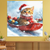 Toile Chat abyssinien en sledge laissez-le neiger Noël (Insitu(Salon))