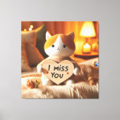 Toile Chat adorable peluche avec message de coeur (Recto)