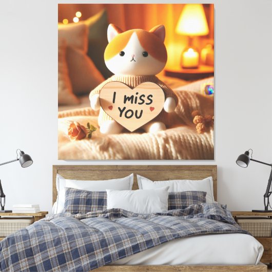 Toile Chat adorable peluche avec message de coeur (Insitu(Chambre))